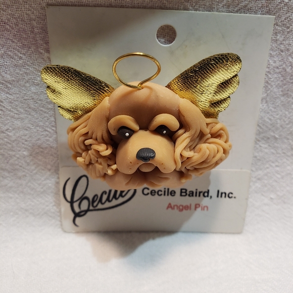 Vintage Cecile Baird Vintage Cocker Spaniel Angel Pin - Picture 1 of 4